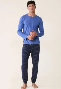 Le slip français Ensembles De Pyjamas|Ensemble De Pyjamas<Ensemble Pyjama T-shirt et Pantalon en coton-Ensemble Pyjama James Cravate Marine Bleu