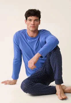 Le slip français Ensembles De Pyjamas|Ensemble De Pyjamas<Ensemble Pyjama T-shirt et Pantalon en coton-Ensemble Pyjama James Cravate Marine Bleu