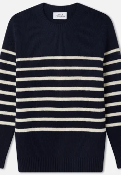 Le slip français Pulls|Hauts<Pull Homme en laine Française-Louis Marinière Marine Blanc