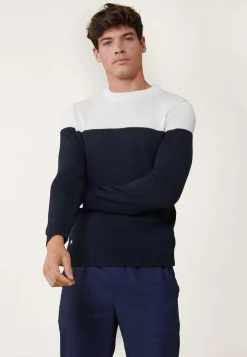 Le slip français Pulls|Hauts<Pull homme en laine mélangée-Tilio Marine / Ecru Blanc