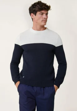 Le slip français Pulls|Hauts<Pull homme en laine mélangée-Tilio Marine / Ecru Blanc