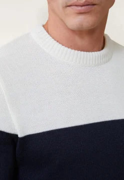 Le slip français Pulls|Hauts<Pull homme en laine mélangée-Tilio Marine / Ecru Blanc