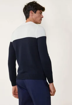 Le slip français Pulls|Hauts<Pull homme en laine mélangée-Tilio Marine / Ecru Blanc