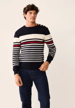 Le slip français Pulls|Hauts<Pull Homme LSF x Armor Lux-Le Creac'h-Marine Rouge Gris Blanc