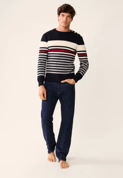 Le slip français Pulls|Hauts<Pull Homme LSF x Armor Lux-Le Creac'h-Marine Rouge Gris Blanc