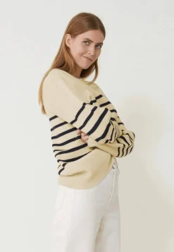 Le slip français Pulls|Hauts<Pull mixte en laine française-Lude Marinière Ecru Marine Blanc