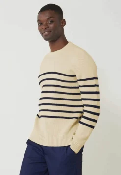 Le slip français Pulls|Hauts<Pull mixte en laine française-Lude Marinière Ecru Marine Blanc