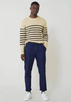 Le slip français Pulls|Hauts<Pull mixte en laine française-Lude Marinière Ecru Marine Blanc