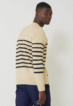 Le slip français Pulls|Hauts<Pull mixte en laine française-Lude Marinière Ecru Marine Blanc