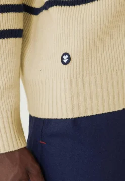 Le slip français Pulls|Hauts<Pull mixte en laine française-Lude Marinière Ecru Marine Blanc