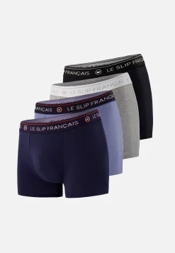 Le slip français Packs De Boxers|Packs Sous-Vêtements<Quatro de boxers en coton-Pack Quatro Boxer Redoutable Marine Noir Jean Gris Chiné Bleu