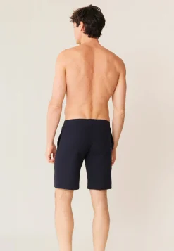 Le slip français Bas De Pyjamas|Bas De Pyjamas<Short de pyjama en coton texturé-Marc Olivier Marine Bleu