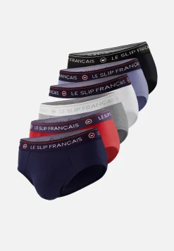 Le slip français Packs De Slips|Packs Sous-Vêtements<Six pack slips en coton-Pack 6 Slip Intrépide Noir Marine Rouge Cerise Gris Chiné Bleu Jean Blanc