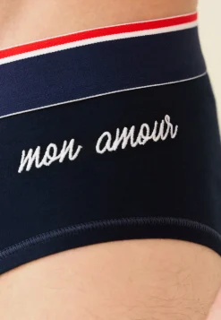 Le slip français Slips|Slips<Slip en coton brodé "mon amour"-Le Terrible "Mon amour" Bleu
