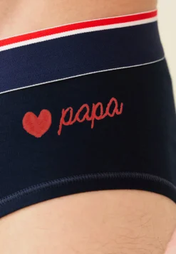 Le slip français Slips|Slips<Slip en coton brodé-Terrible Marine Cœur Papa Bleu