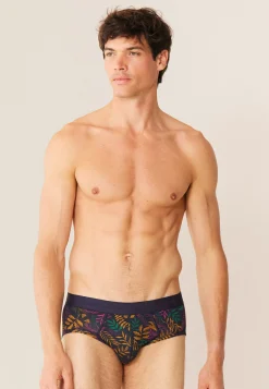 Le slip français Slips|Slips<Slip en coton-Terrible Imprimé Sous Bois Marine Noir