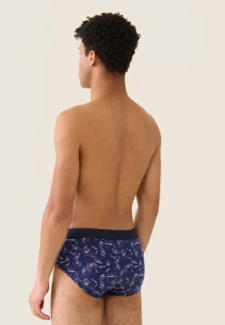 Le slip français Slips|Slips<Slip en coton-Terrible Imprimé Gufi Acier Betterave Bleu