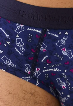 Le slip français Slips|Slips<Slip en coton-Terrible Imprimé Gufi Acier Betterave Bleu