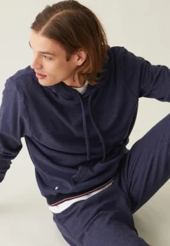 Le slip français Hauts<Sweat-shirt à capuche en piqué recyclé double face-Lazlo Marine Bleu