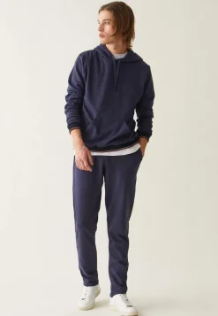 Le slip français Hauts<Sweat-shirt à capuche en piqué recyclé double face-Lazlo Marine Bleu