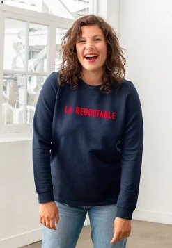 Le slip français Hauts<Sweat-shirt floqué en coton-La Cassandre Marine Bleu