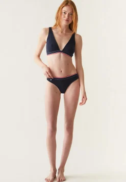 Le slip français Culottes|Broderie 🪡<Tanga en coton-Suzon Marine Bleu