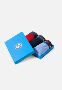 Le slip français Coffrets Cadeaux|Collection Cadeaux<Trio de boxers en coton-Coffret Trio Boxer Redoutable Marine Rouge Brodé Jean Bleu
