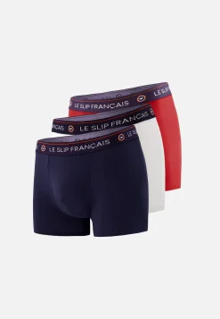 Le slip français Collection Cadeaux|Packs De Boxers<Trio de boxers en coton-Pack Trio Boxer Redoutable Marine Blanc Rouge Bleu