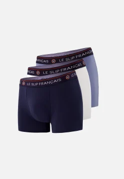 Le slip français Packs De Boxers|Packs Sous-Vêtements<Trio de boxers en coton-Pack Trio Boxer Redoutable Marine Blanc Jean Bleu