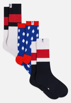 Le slip français Chaussettes En Coton|Chaussettes En Coton<Trio de chaussettes mi-hautes en coton-Pack Trio Chaussettes Lucas Equipe de France Coq Blanc