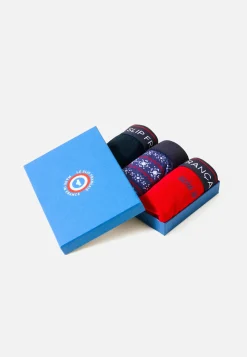 Le slip français Coffrets Cadeaux|Collection Cadeaux<Trio de slips en coton-Coffret Trio Slip Intrépide Marine Rouge Brodé Terrible Flocon Blanc