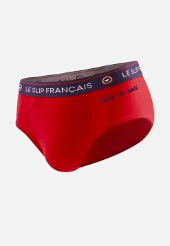 Le slip français Coffrets Cadeaux|Collection Cadeaux<Trio de slips en coton-Coffret Trio Slip Intrépide Marine Rouge Brodé Terrible Flocon Blanc