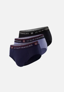 Le slip français Collection Cadeaux|Packs De Slips<Trio de slips en coton-Pack Trio Slip Intrépide Marine Noir Jean Bleu