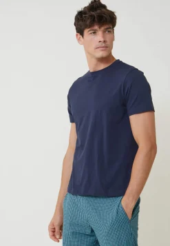 Le slip français Hauts|Broderie 🪡<T-shirt col rond en coton-Jean Marine Bleu