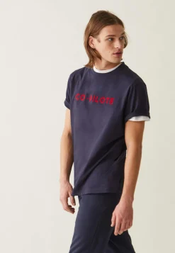 Le slip français Hauts<T-shirt col rond en coton-Jean-F Copilote Bleu