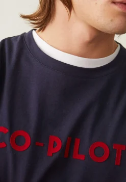 Le slip français Hauts<T-shirt col rond en coton-Jean-F Copilote Bleu